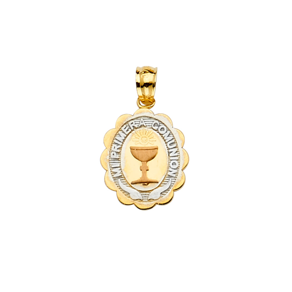 14K Yellow White Rose Gold Primera Communion Pendant