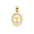 14K Yellow White Rose Gold Primera Communion Pendant