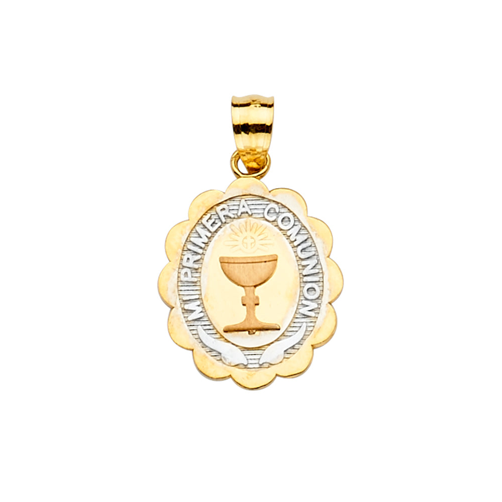 14K Yellow White Rose Gold Primera Communion Pendant