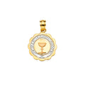 14K Yellow White Rose Gold Primera Communion Pendant