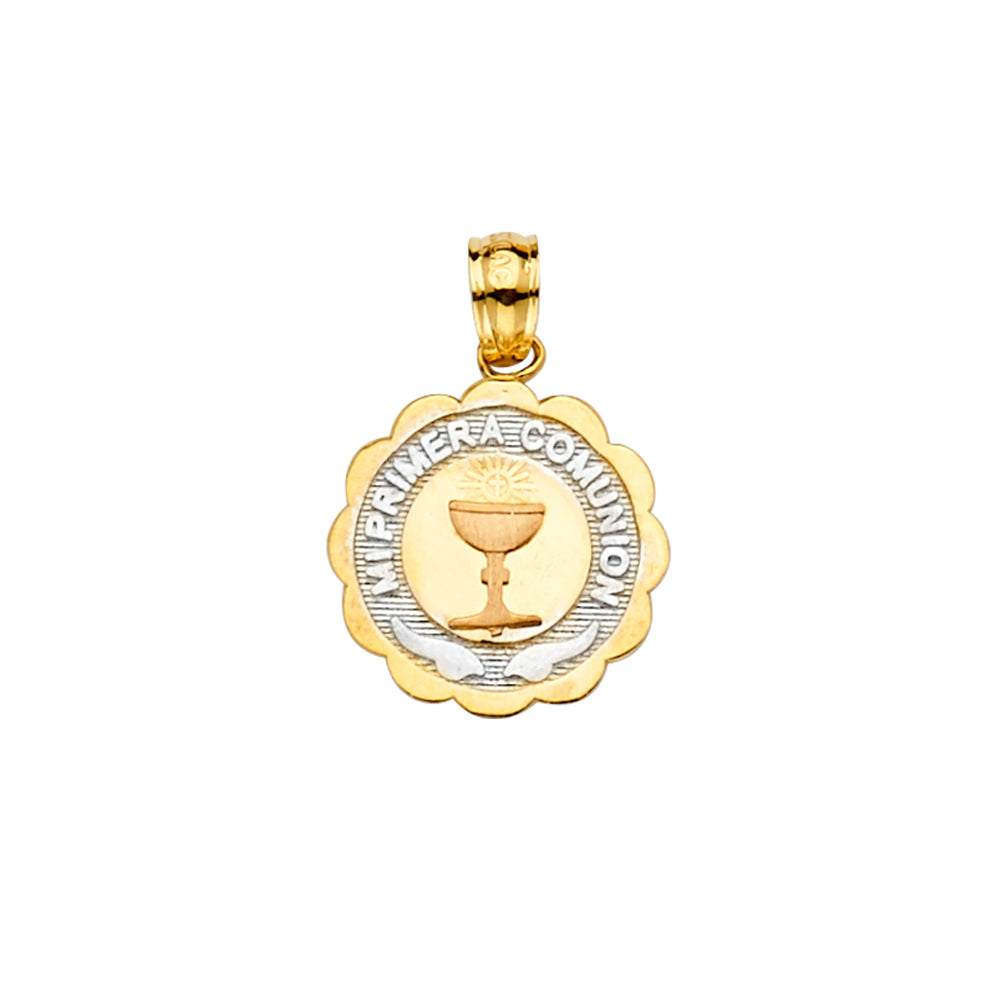 14K Yellow White Rose Gold Primera Communion Pendant