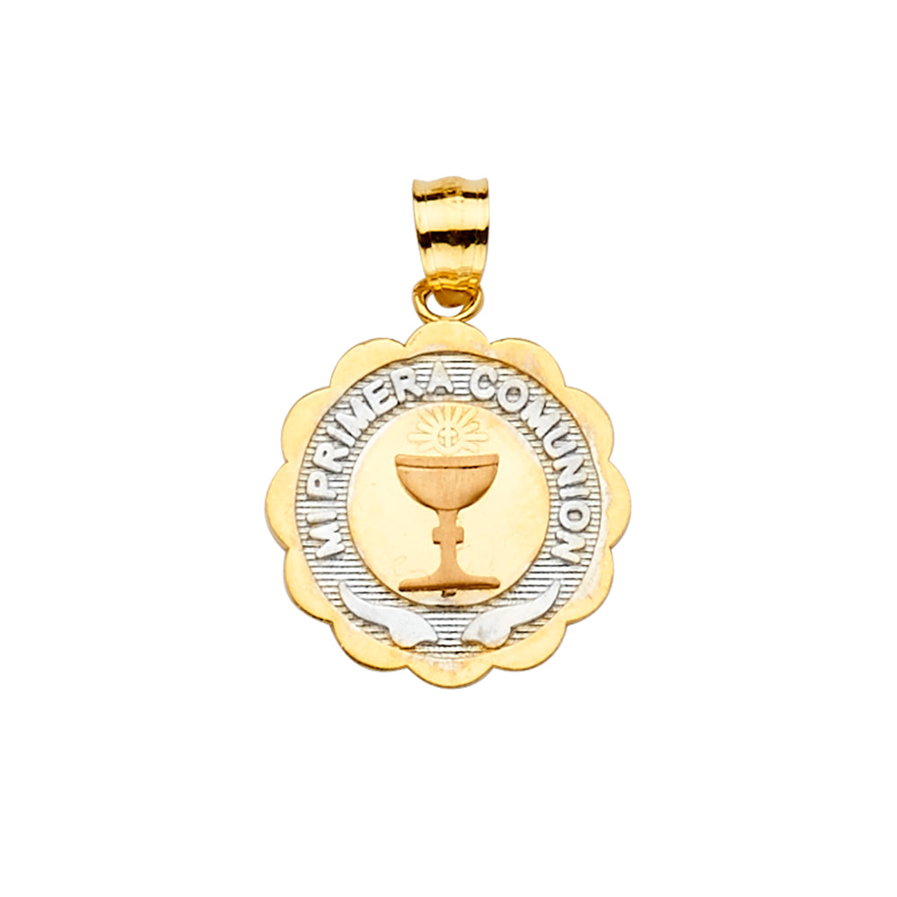 14K Yellow White Rose Gold Primera Communion Pendant