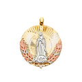 14K Yellow White Rose Goldolor Guadalupe Medal Pendant