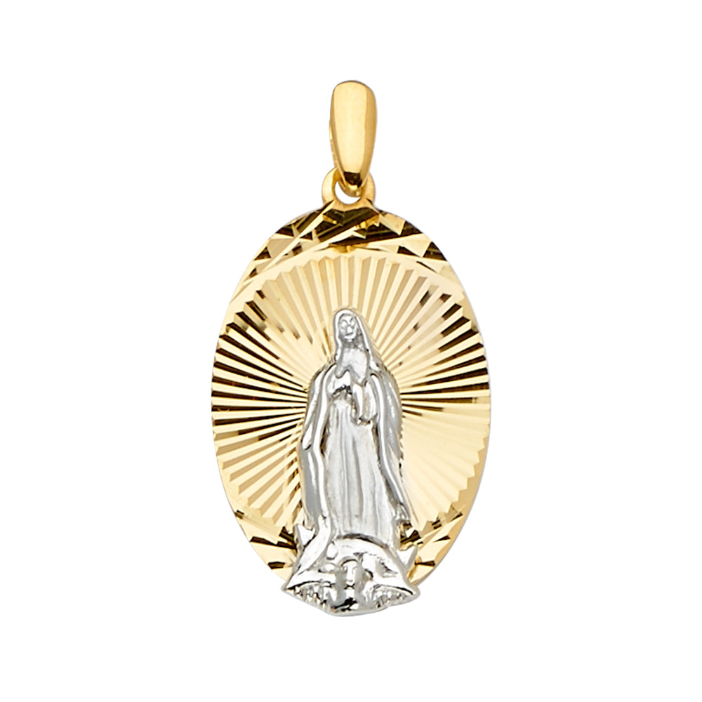 14K Two Tone Goldone Guadalupe Medal Pendant