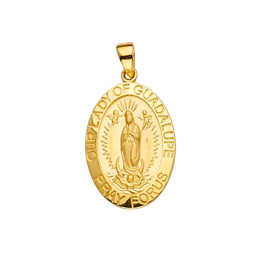 14K Yellow Gold Guadalupe Medal Pendant