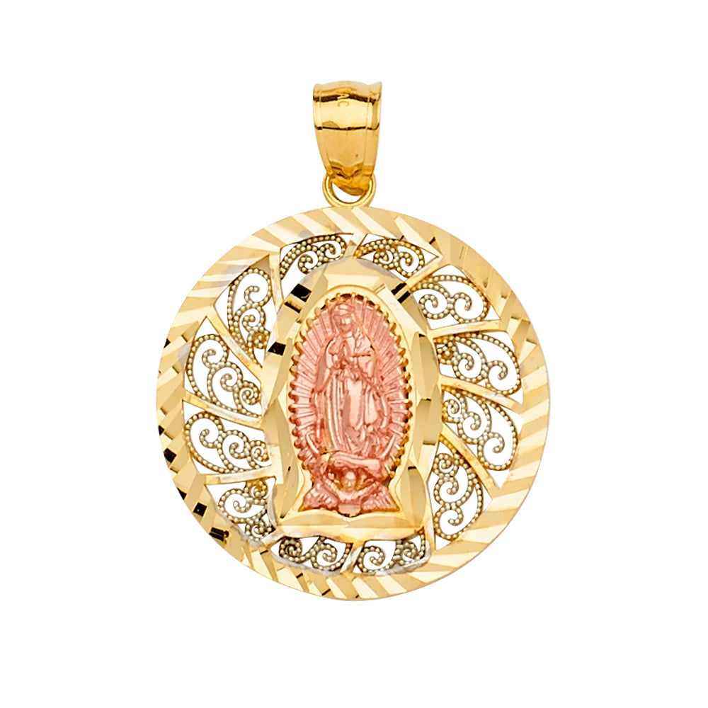 14K Yellow White Rose Gold Guadalupe Pendant