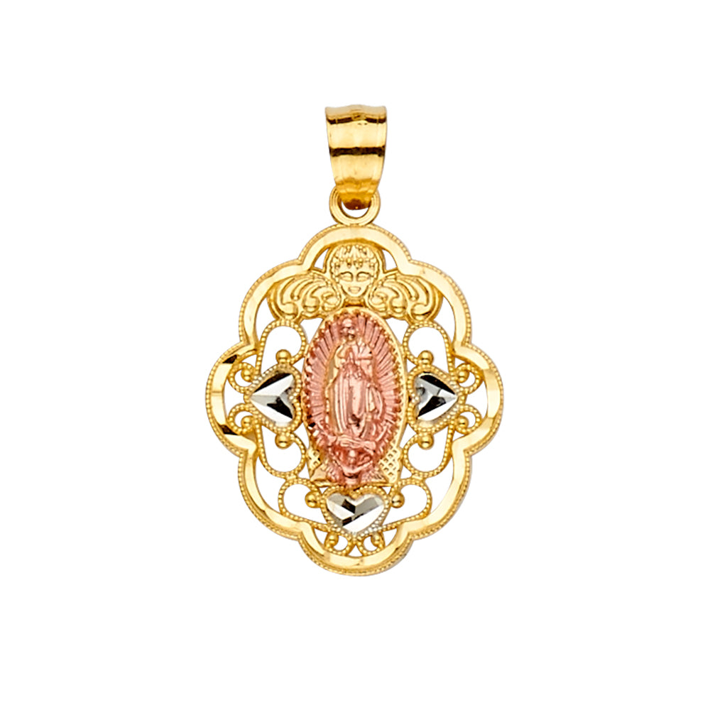 14K Yellow White Rose Gold Guadalupe Pendant