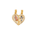 14K Yellow White Rose Gold CZ Guadalupe, Cross Pendant