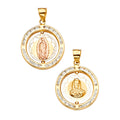 14K Yellow White Rose Goldolor Spinning Medal Pendant
