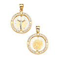 14K Yellow White Rose Goldolor Spinning Medal Pendant