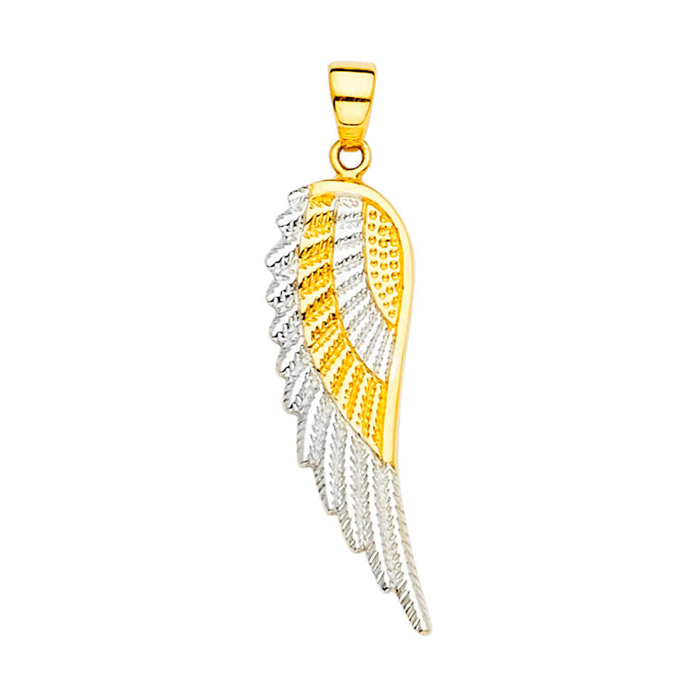 14K Two Tone Gold Wing Pendant