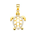 14K Two Tone Gold Turtle Pendant