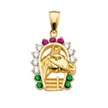 14K Yellow Gold Color CZ Horse Shoe Pendant