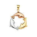 14K Yellow White Rose Goldolor Dolphin Pendant
