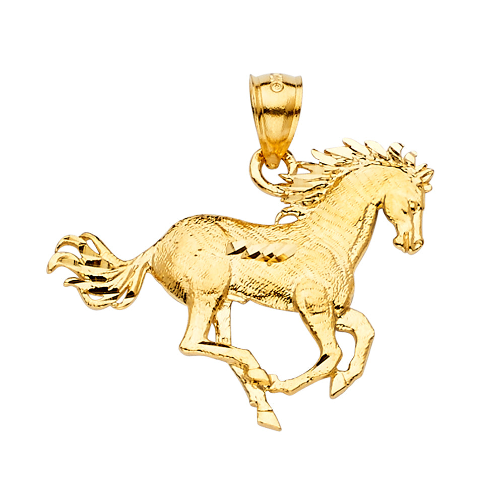 14K Yellow Gold Horse Pendant