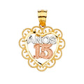 14K Yellow White Rose Gold 15 Years Pendant