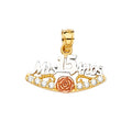 14K Yellow White Rose Gold CZ 15 Years Pendant