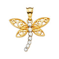 14K Two Tone Goldone Dragon Fly Pendant