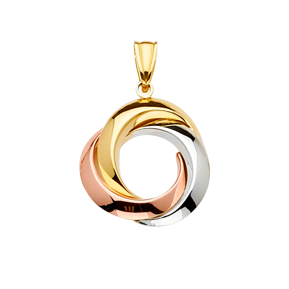 14K Yellow White Rose Gold 3 Round Infinity Pendant