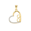 14K Yellow Gold CZ Heart Infinity Pendant