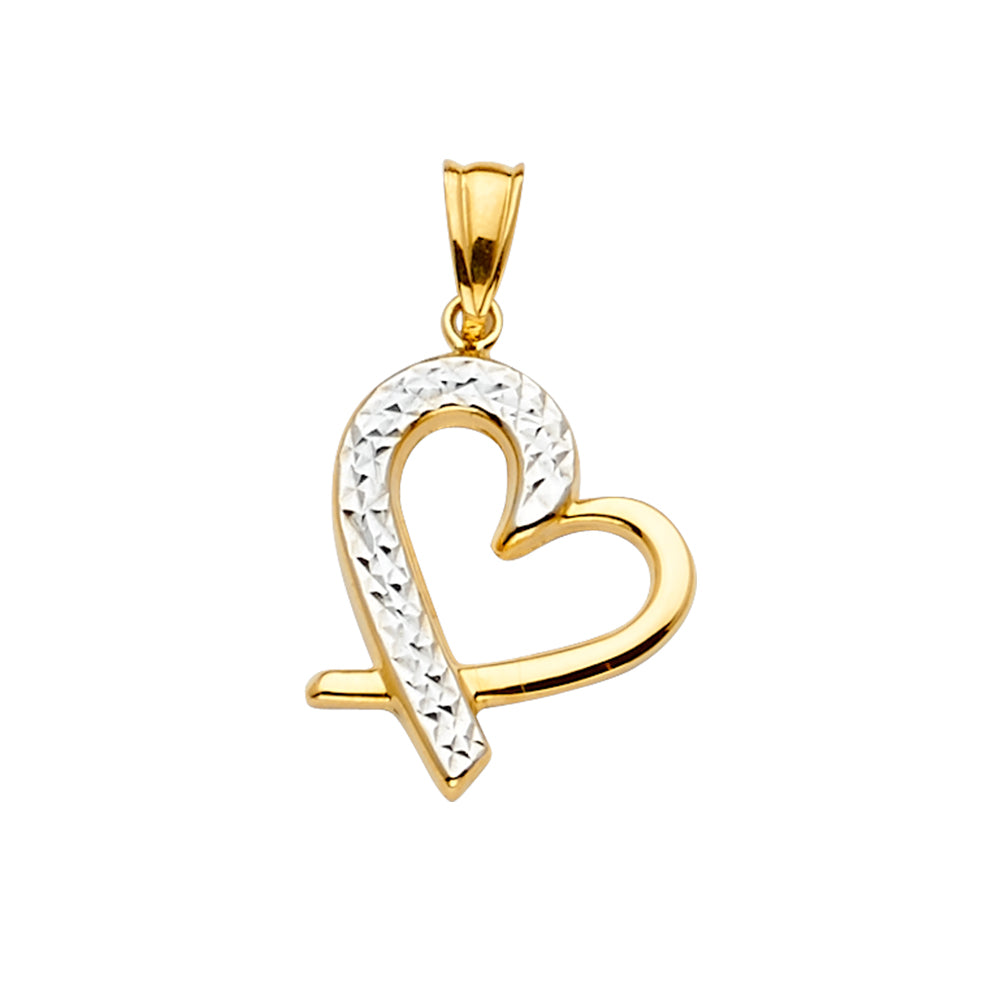 14K Two Tone Gold Heart Pendant