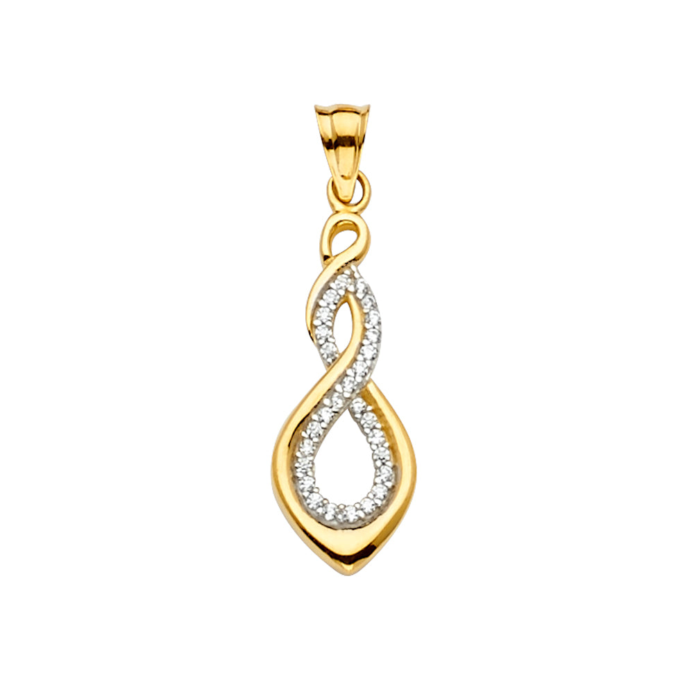 14K Yellow Gold CZ Infinity Pendant