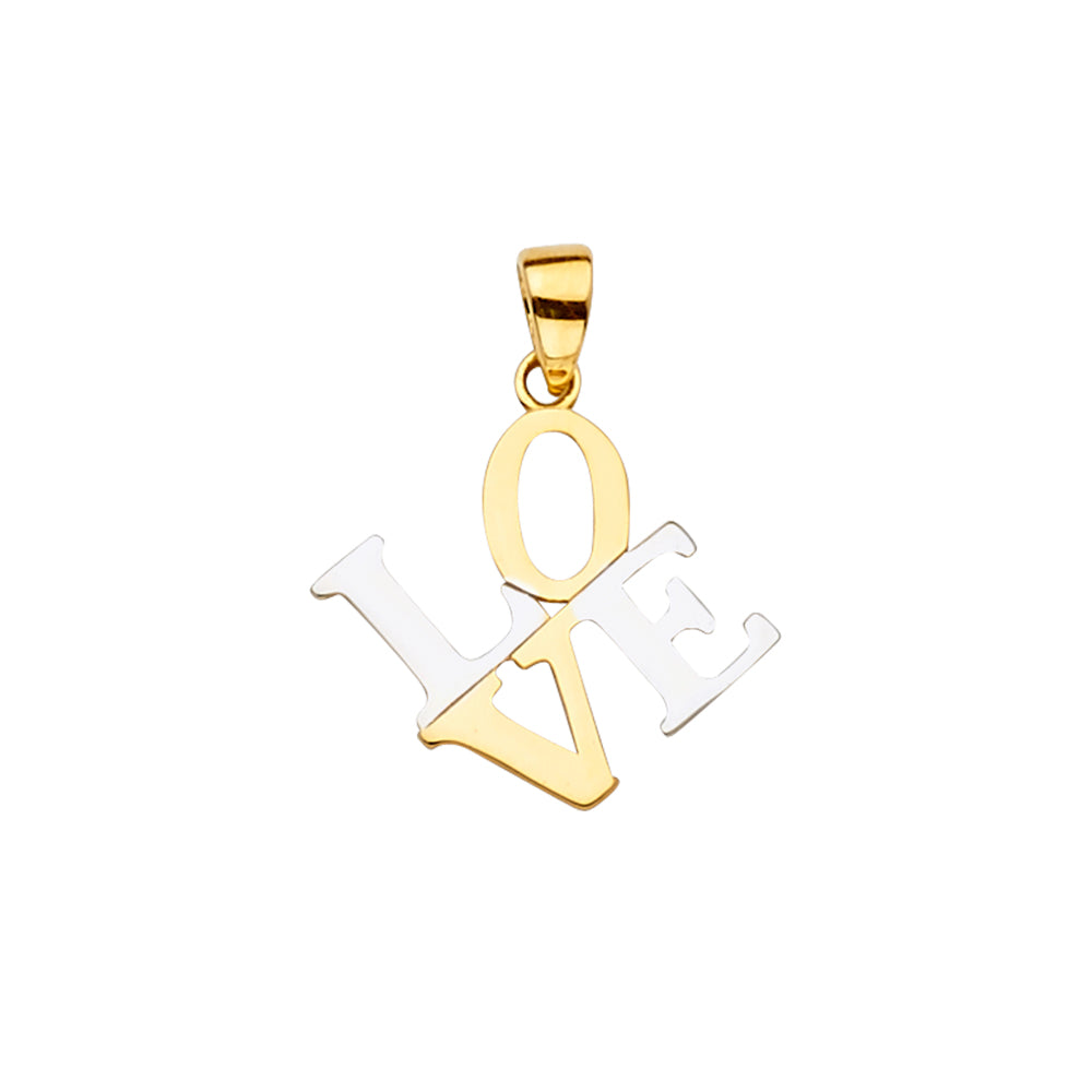 14K Two Tone Gold Love Pendant