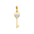 14K Yellow Gold CZ Key Pendant