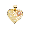 14K Yellow White Rose Gold CZ Te-Amo Pendant