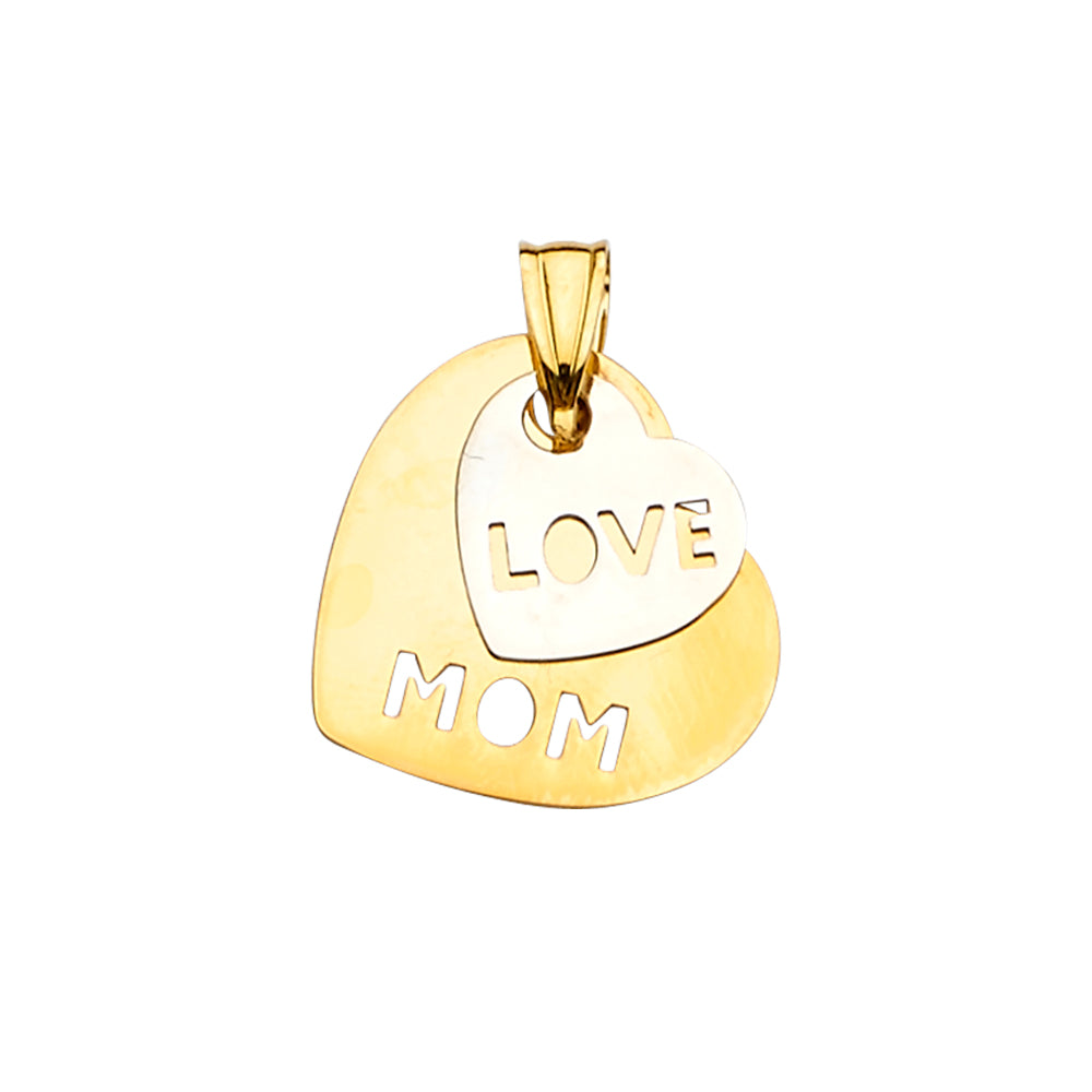 14K Two Tone Gold 2 Hearts Pendant