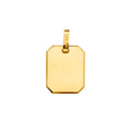 14K Yellow Gold Retangular Engravable Hollow Pendant
