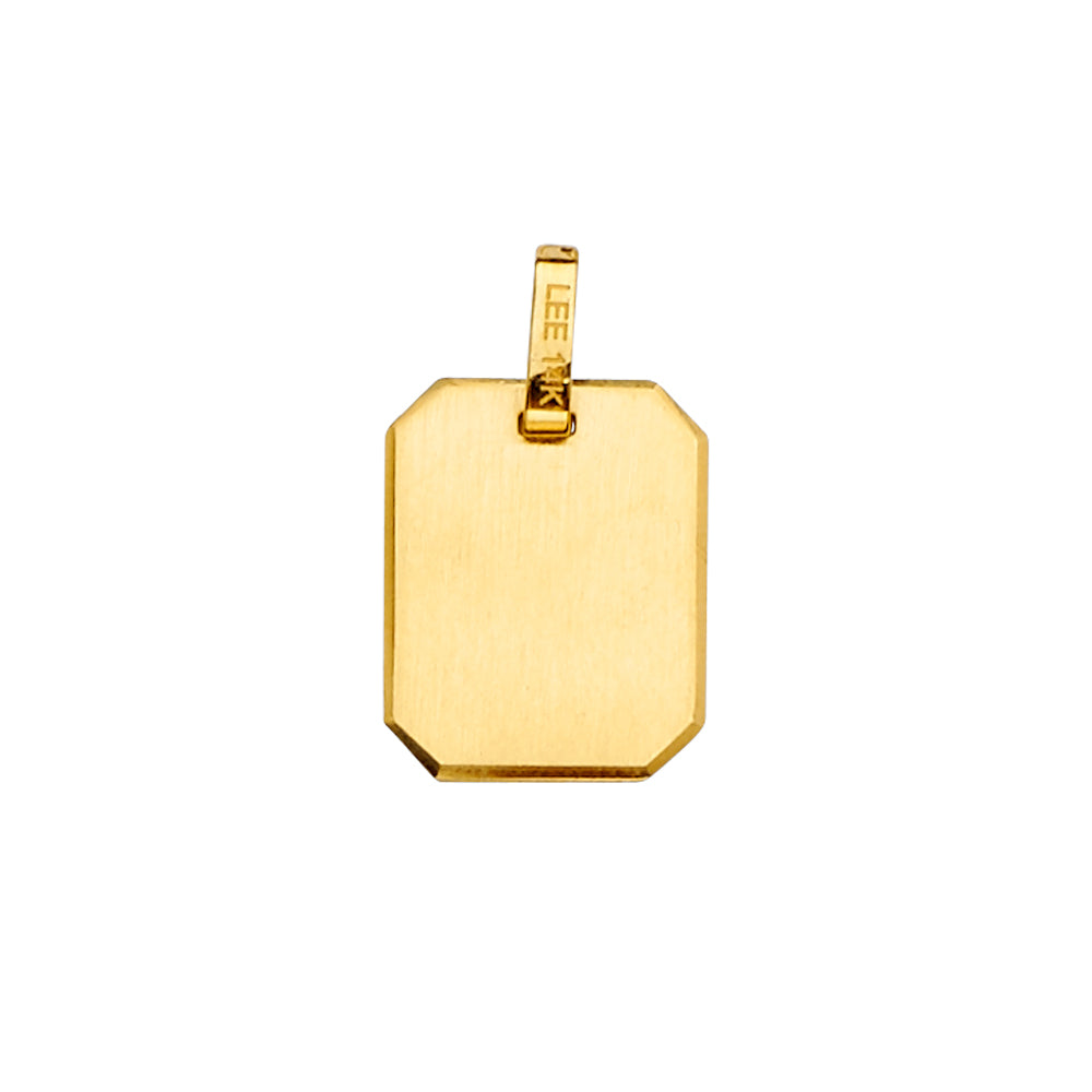 14K Yellow Gold Retangular Engravable Hollow Pendant