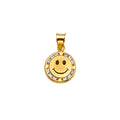 14K Yellow Gold CZ Smile Pendant