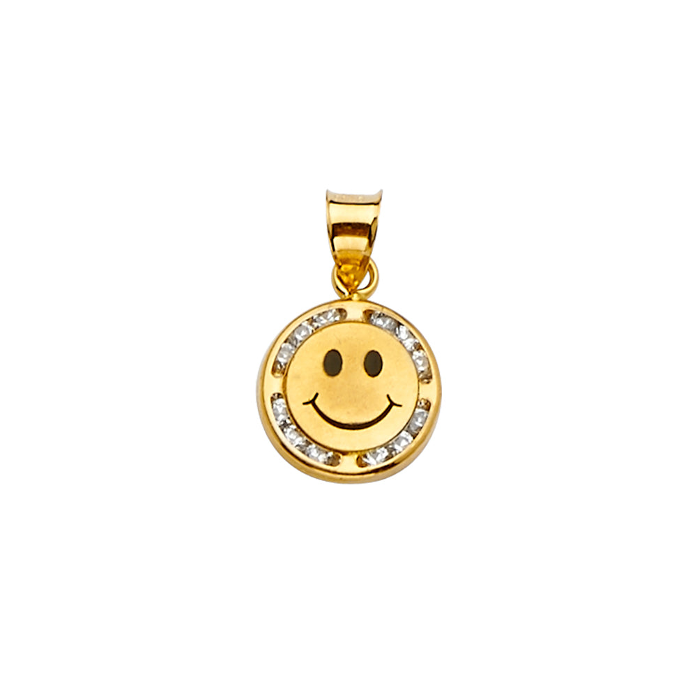 14K Yellow Gold CZ Smile Pendant