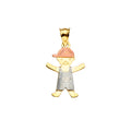 14K Yellow White Rose Goldolor Boy Pendant