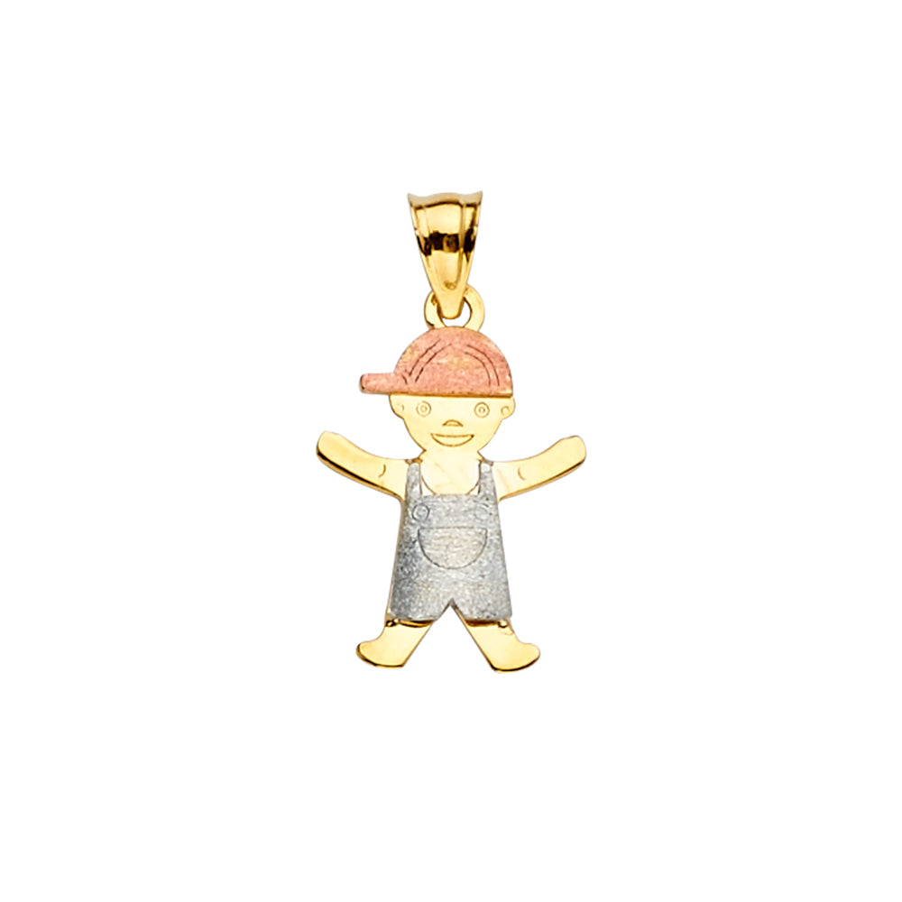 14K Yellow White Rose Goldolor Boy Pendant