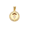 14K Yellow Gold CZ Enamel Girl Pendant