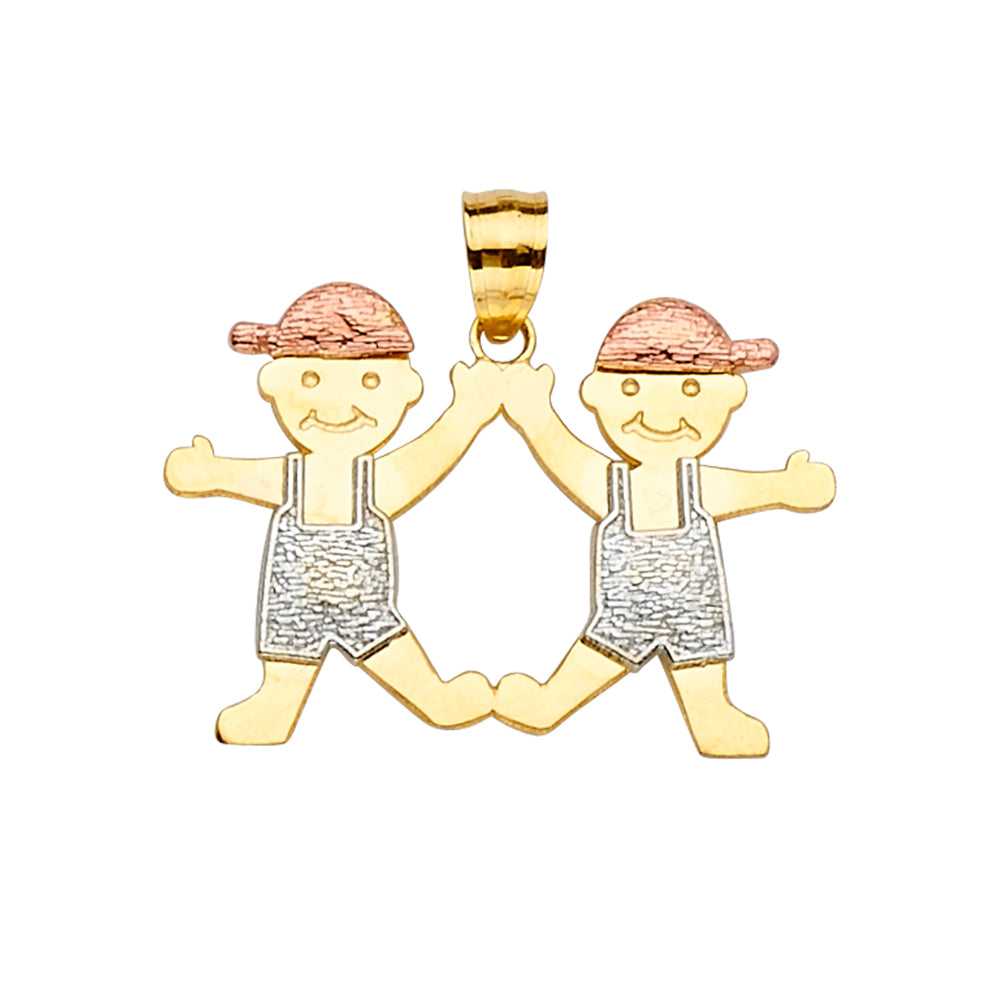 14K Yellow White Rose Gold Boy-Boy Pendant