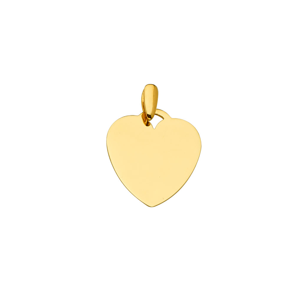 14K Yellow Gold Engravable Heart Pendant