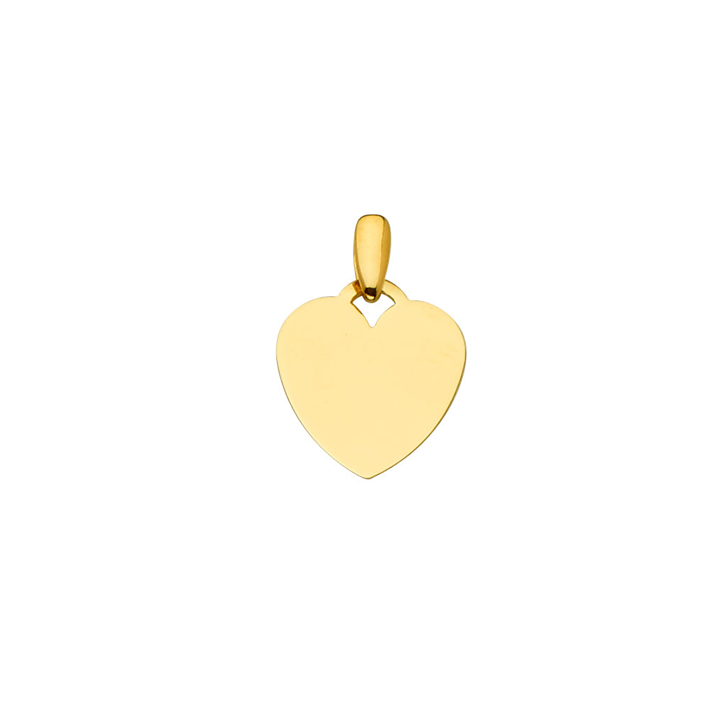 14K Yellow Gold Engravable Heart Pendant