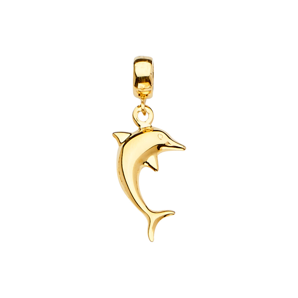 14K Yellow Gold Dolphine Charm For Mix & Match Bracelet