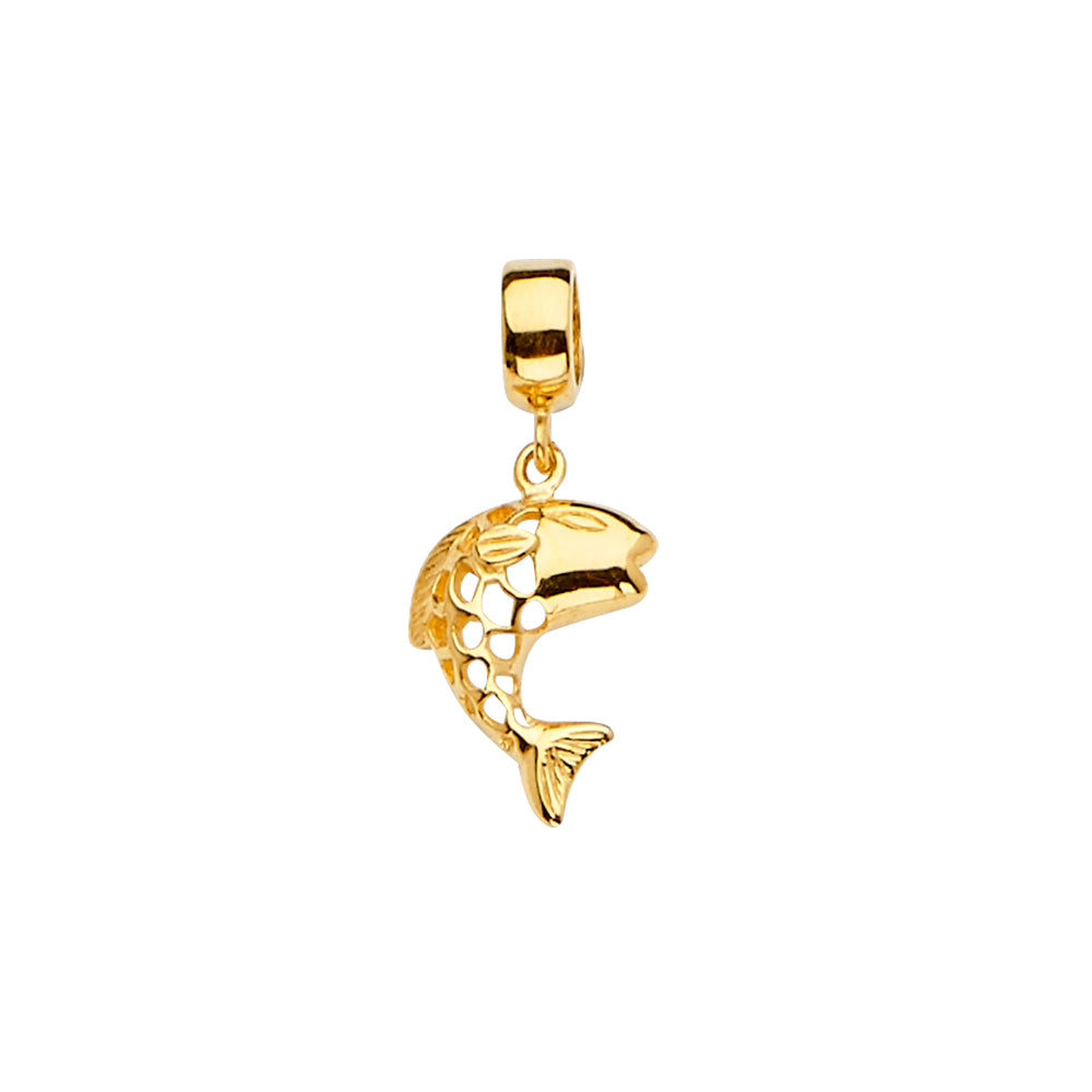 14K Yellow Gold Fish Charm For Mix & Match Bracelet
