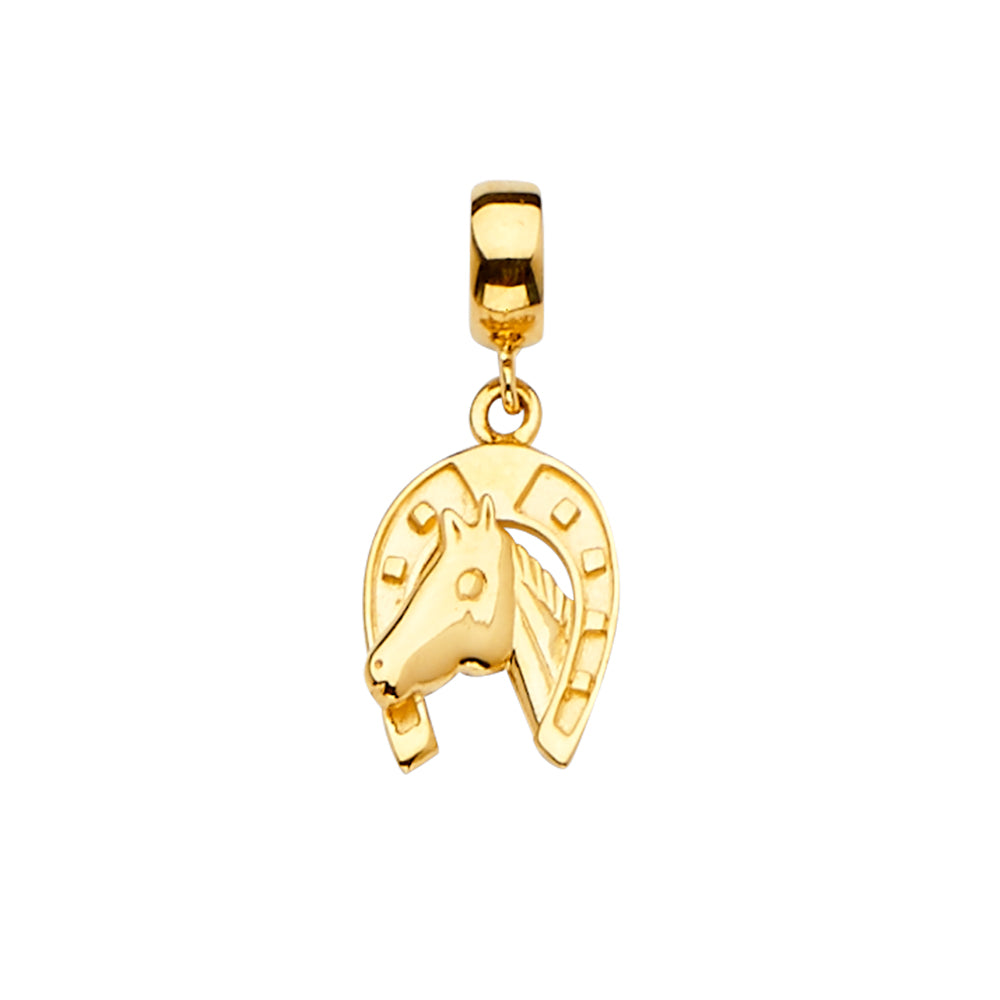 14K Yellow Gold Horse Shoe Charm For Mix & Match Bracelet