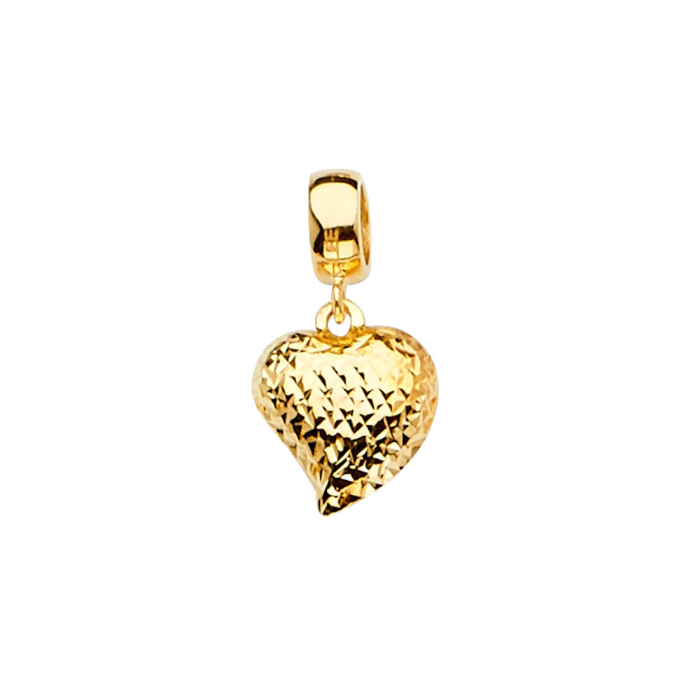 14K Yellow Gold Heart Charm For Mix & Match Bracelet