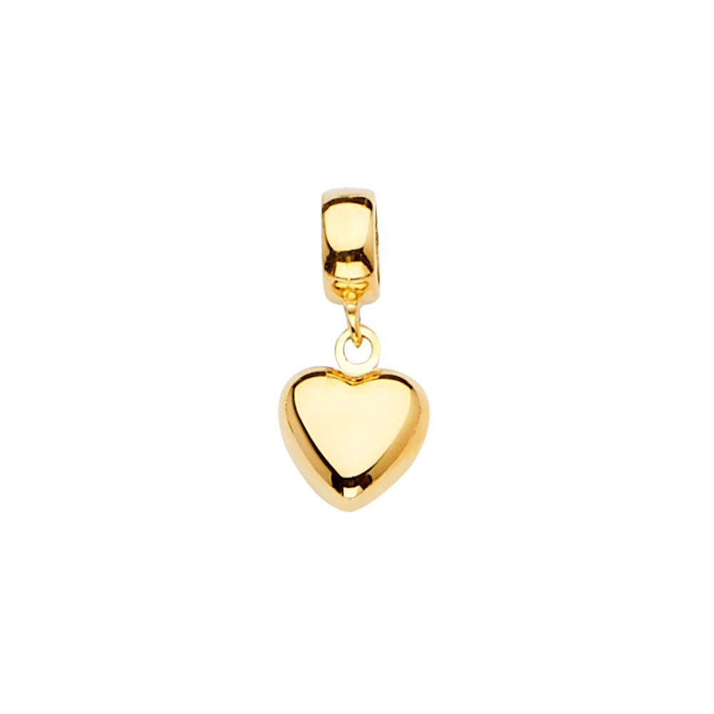 14K Yellow Gold Heart Charm For Mix & Match Bracelet