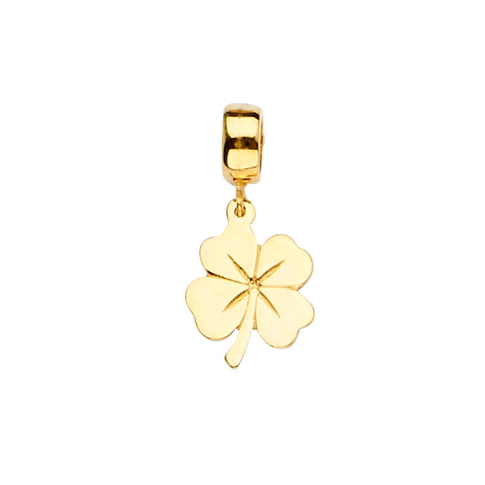14K Yellow Gold Clover Charm For Mix & Match Bracelet