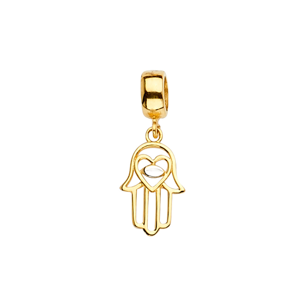 14K Yellow Gold Hamsa Charm For Mix & Match Bracelet