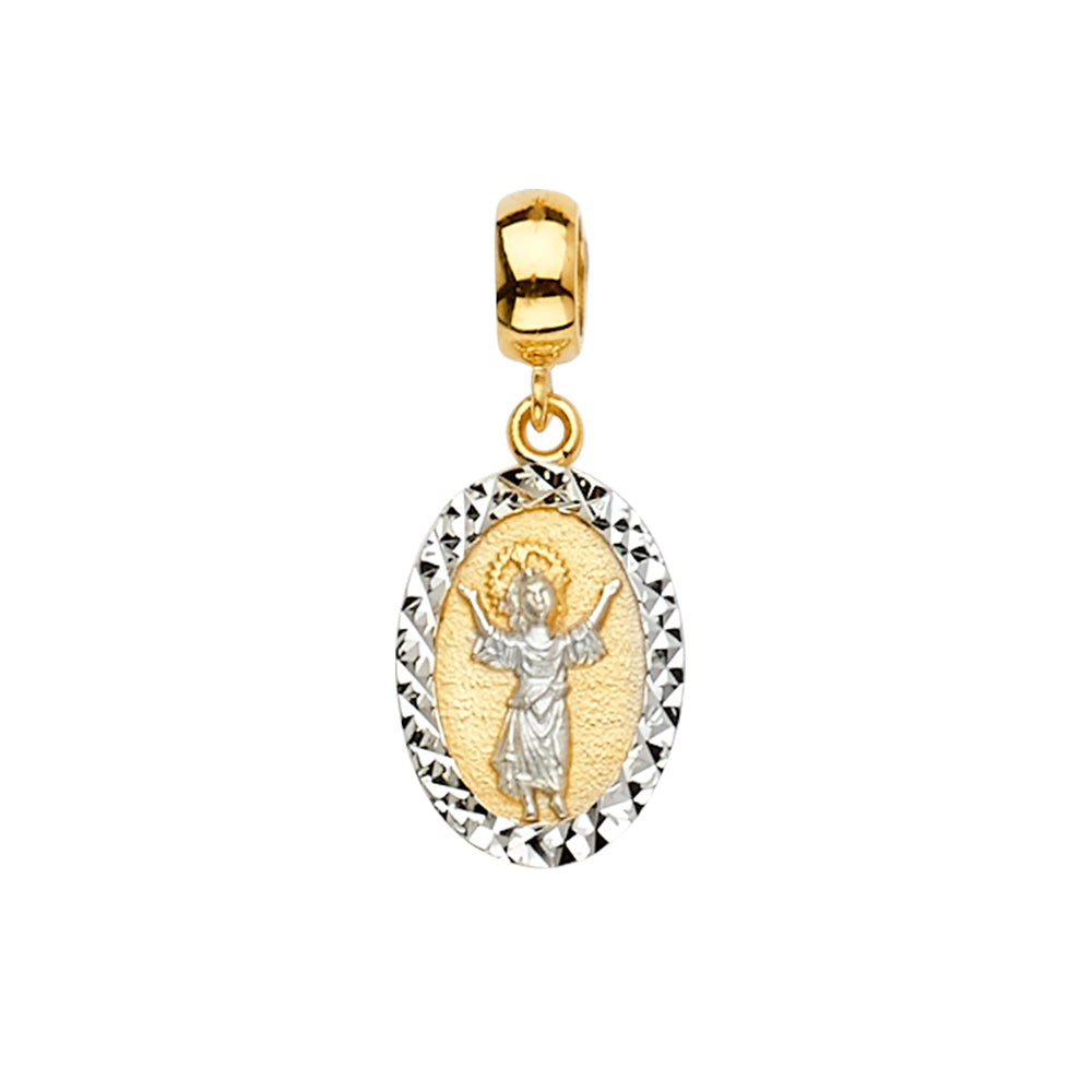 14K Two Tone Gold Baby Jesus Charm For Mix & Match Bracelet