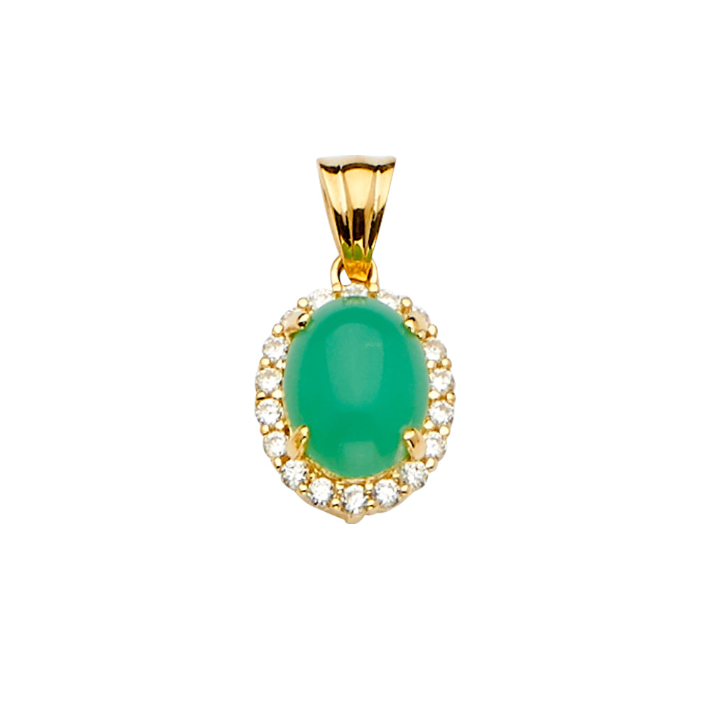 14K Yellow Gold Jade Pendant / Set