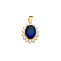 14K Yellow Gold Blue CZ Pendant / Set